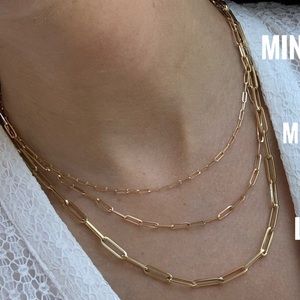ADORNIA 14K Gold Plated Paper Clip Necklace 18”